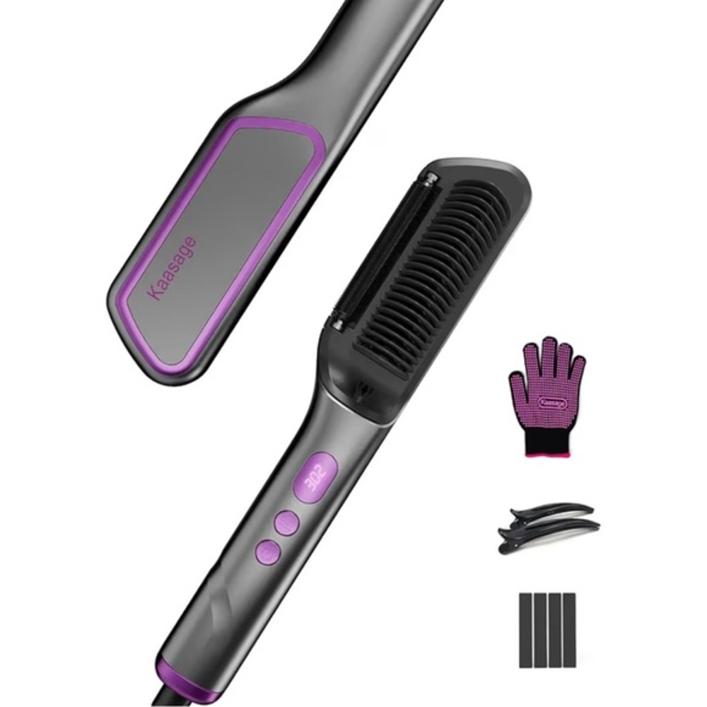 Kaasage Hair Straightening Brush, Hot Oil, 9 Temperature Ionic Comb